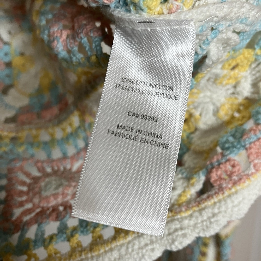 Y2K Cleo Crochet Cardigan Womens S/M Petite‎ Cottagecore Granny Pastel Spring - Picture 4 of 7